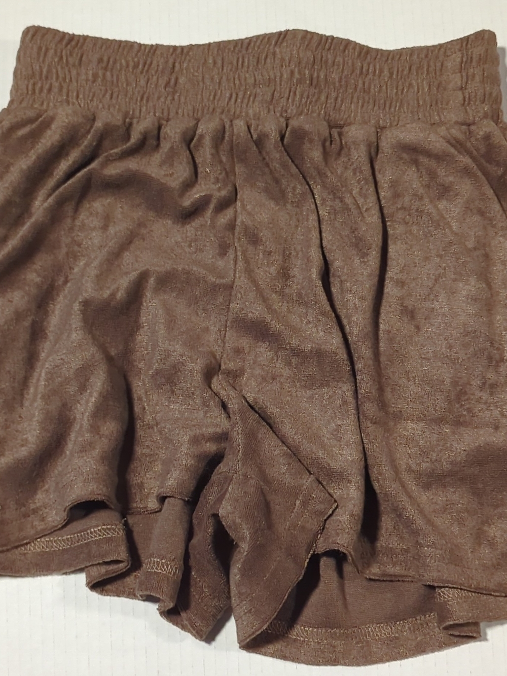 PrettyLittleThing Brown Terry Towelling High Rise Elastic Beach Shorts Size 4